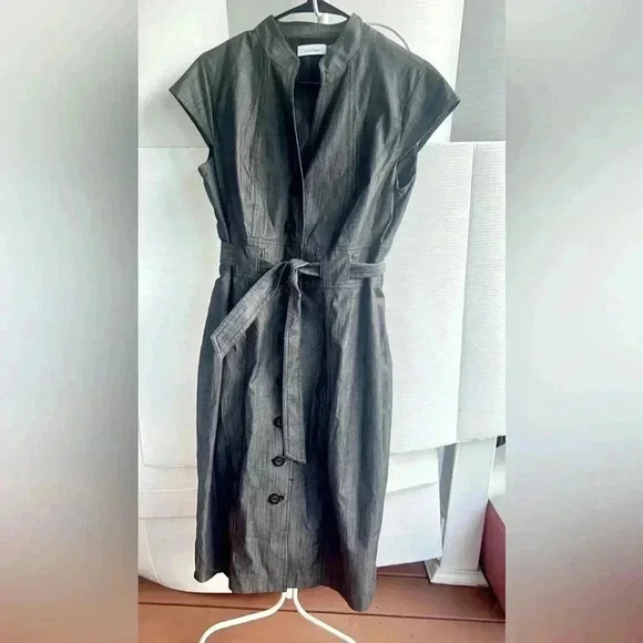 Calvin Klein Dresses & Skirts - Calvin Klein - Grey  Chambray Sheath Dress